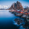 Rote Fischerhäuschen in Hamnøy